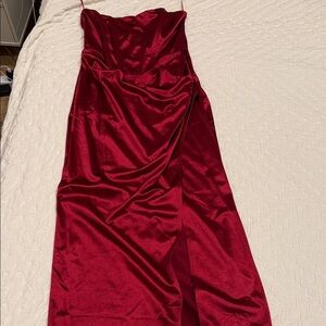Vici Strapless Red Satin Dress